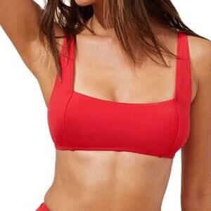 Andie Women's The Havana Bikini Top Adjustable Square Neck Cherry Red Size S